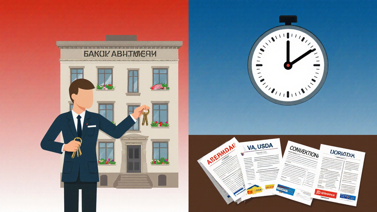 Сравнение ипотечных систем: Россия и США в виде раздвоенной сцены.