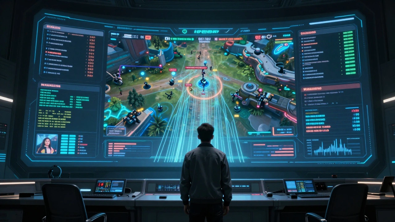 Инженер управляет голографической системой с 10 000 игроками, исправляя лаги в реальном времени.