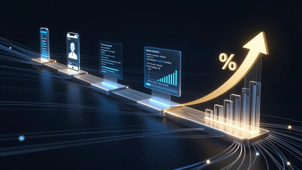 Абстрактная схема жизненного цикла продукта: от обратной связи пользователя до роста метрик, соединенная цифровыми потоками.