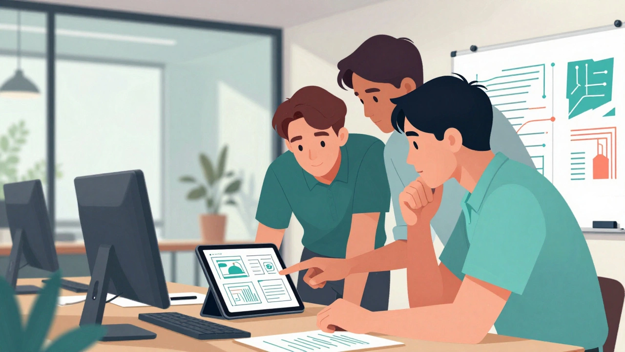 Наставник помогает студенту разобраться с задачей