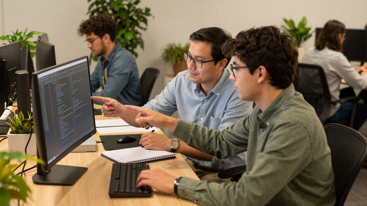 Парное программирование с опытным наставником в офисе