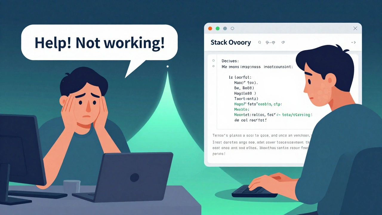 Сравнение: неудачный вопрос слева и подробный, правильно оформленный вопрос справа на Stack Overflow.