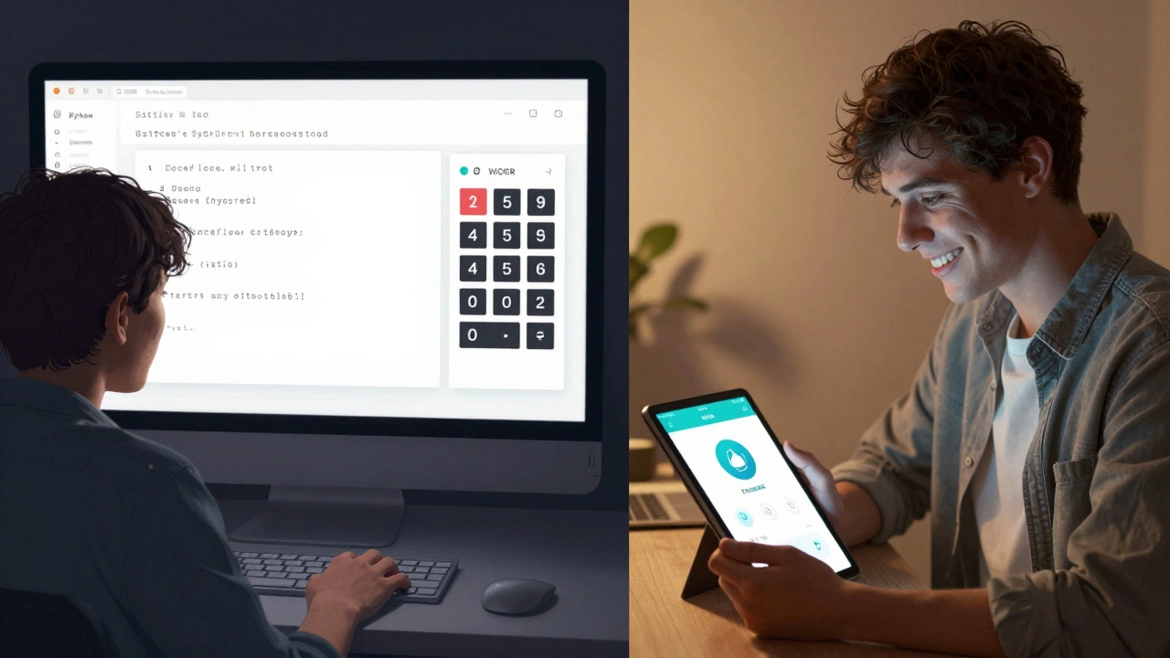 Сравнение: слева — разочарованный студент с ошибкой в коде, справа — тот же человек с радостью создаёт приложение.