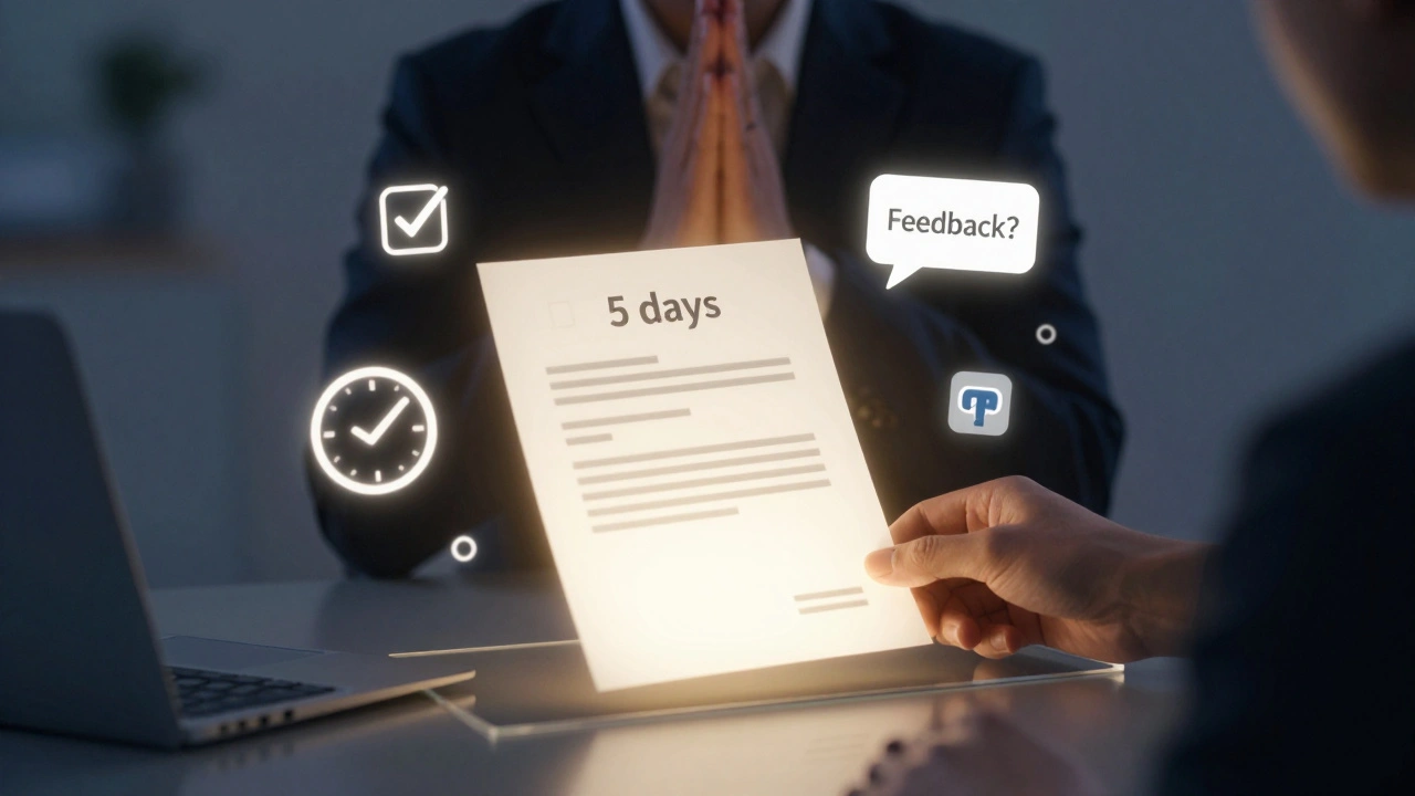 Светящийся контракт вручается с элементами обратной связи и сроков выполнения