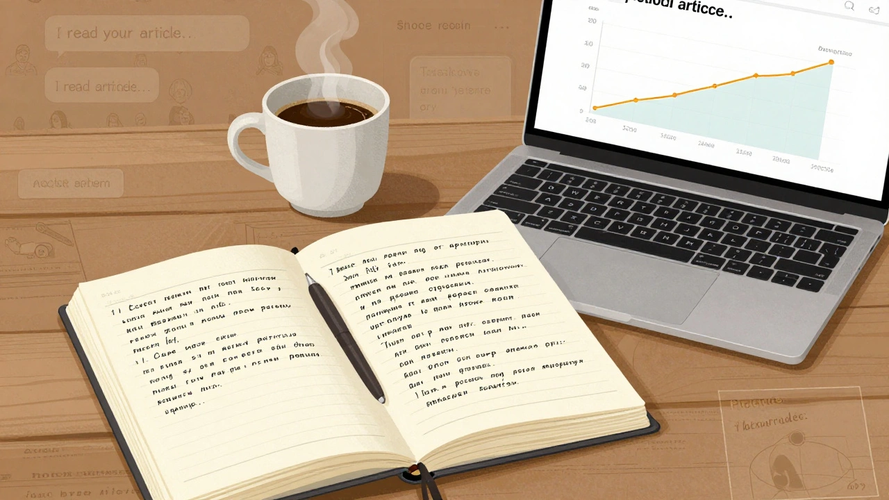 Записная книжка с рукописными заметками о техническом кейсе рядом с графиком стабильной работы системы.