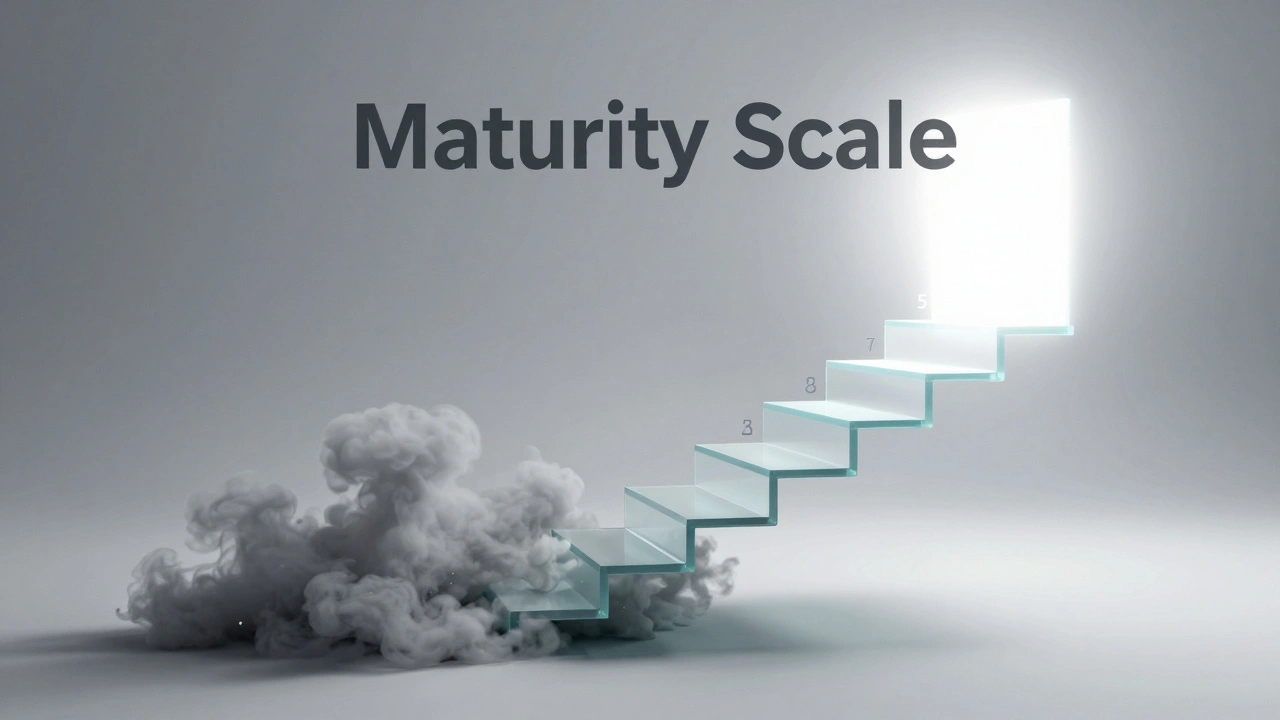 Футуристическая лестница уровней зрелости IT-процессов от хаоса к оптимизации.