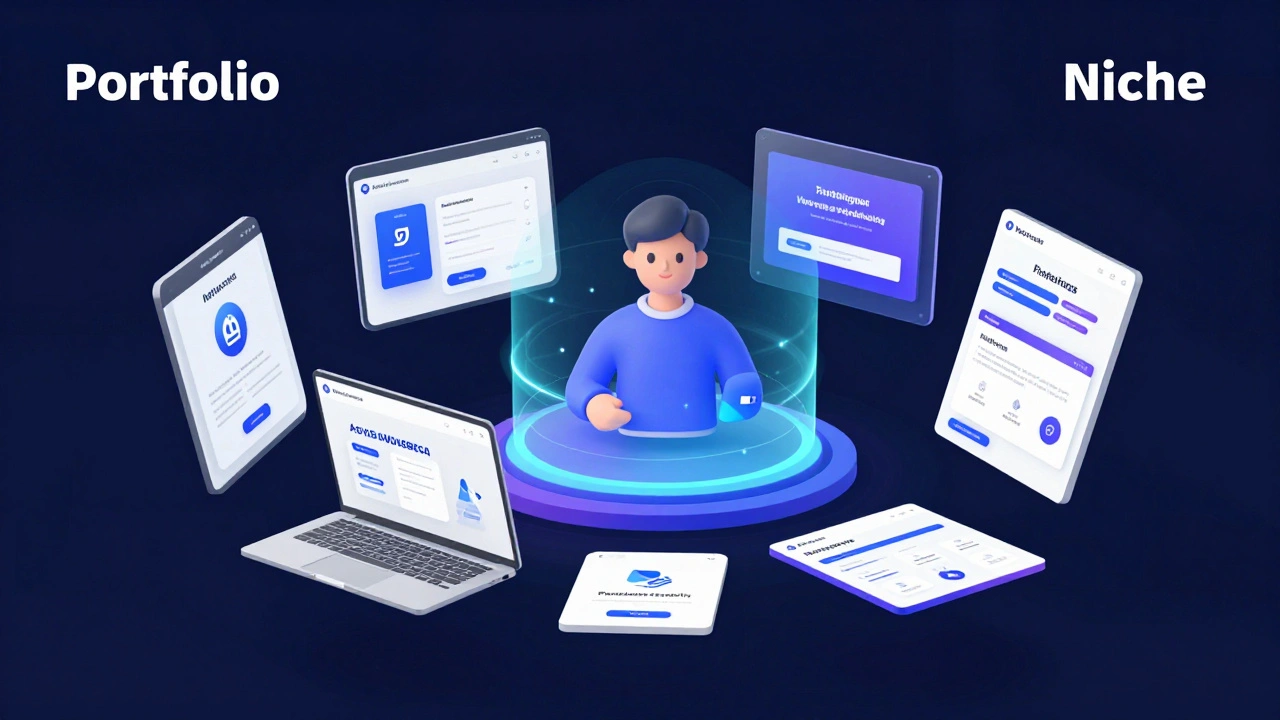 Голографическое портфолио IT-специалиста с примерами приложений и сайтов