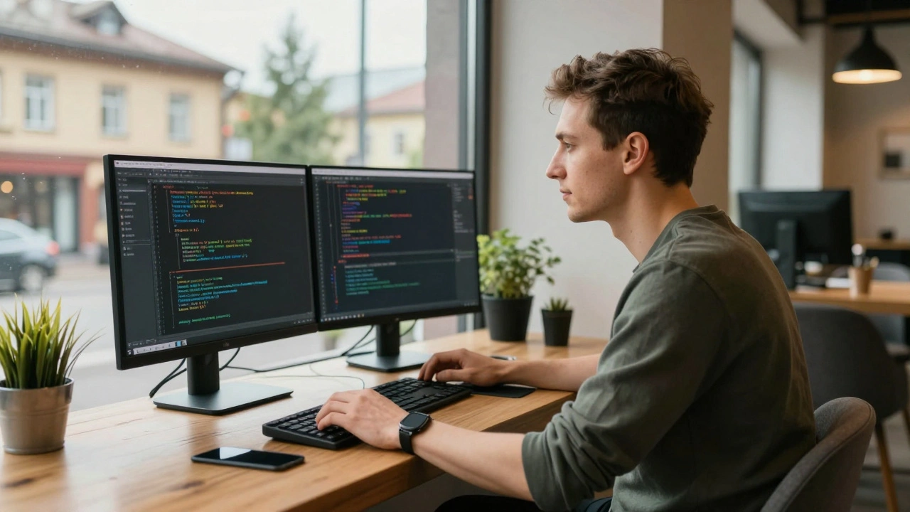 IT-специалист работает удаленно из региона с современным оборудованием