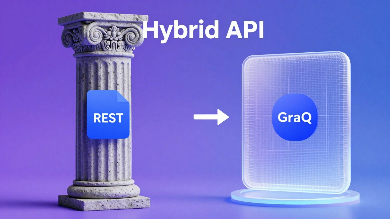 Концептуальное изображение гибридной архитектуры, сочетающей REST и GraphQL