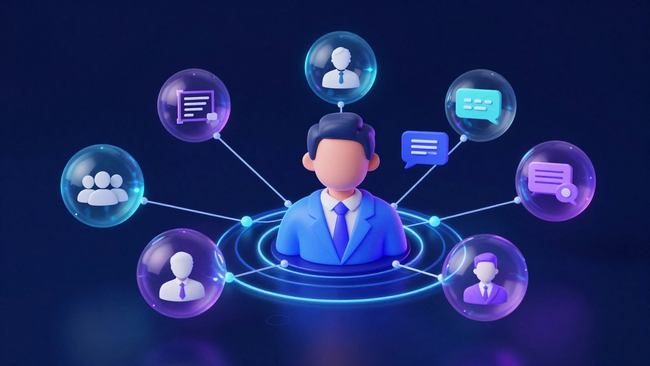 Концептуальное изображение процесса сбора обратной связи 360 градусов в IT