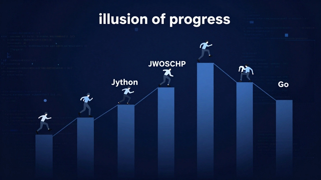 Программист перепрыгивает между основаниями разных языков программирования