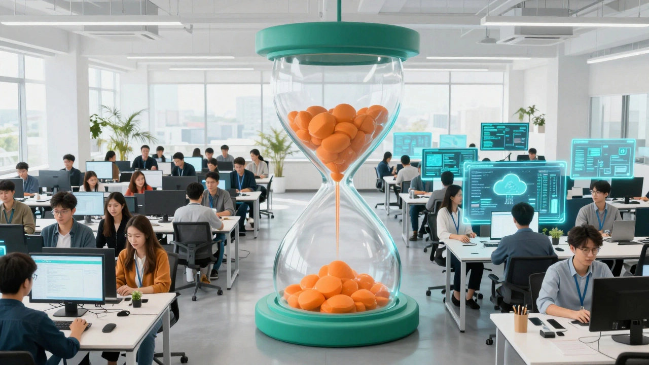 Разработчики разного уровня в современном офисном пространстве