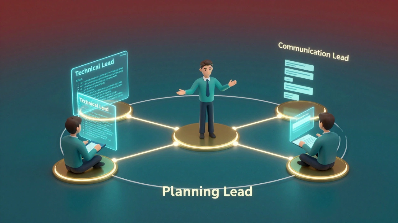 Схематичное изображение распределения ролей в IT-команде во время устранения инцидента