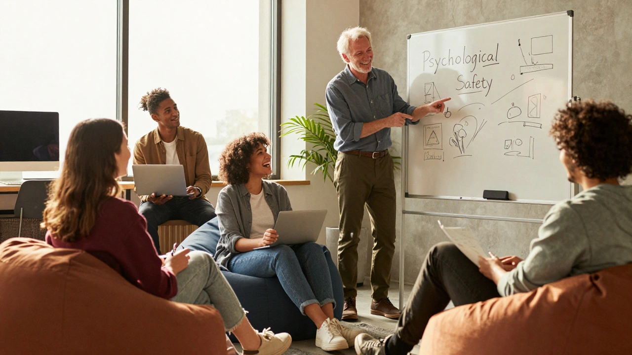 Сплоченная команда разработчиков в атмосфере доверия и психологической безопасности