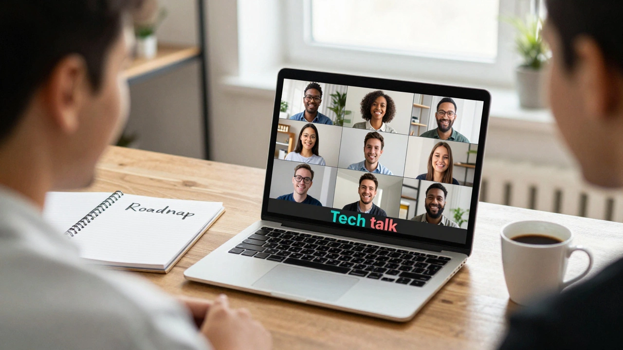 Видеозвонок команды разработчиков во время технического семинара