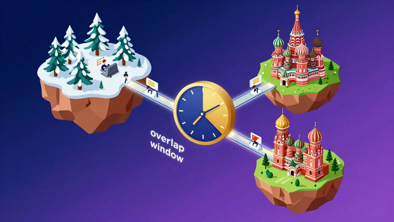 Иллюстрация распределенной команды в разных часовых поясах