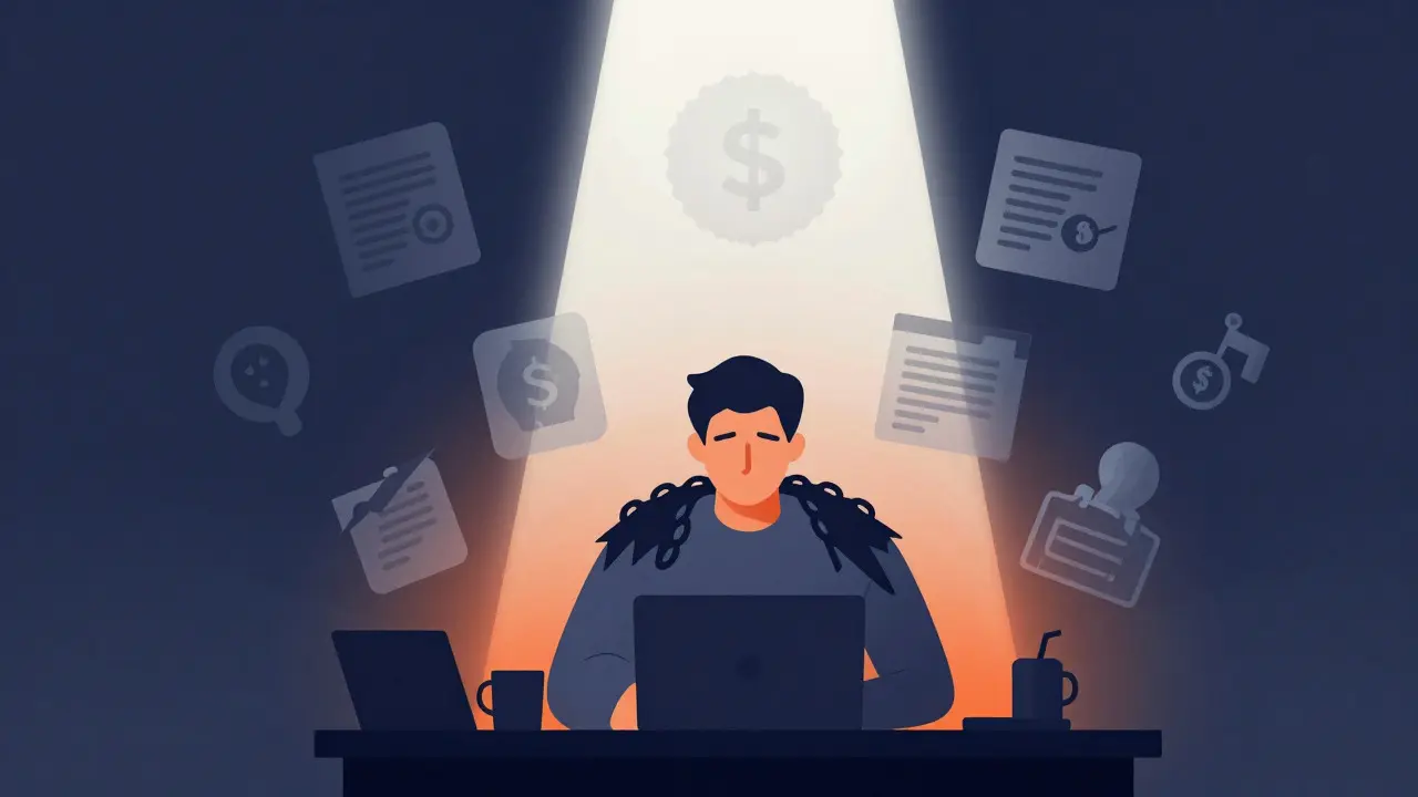 Иллюстрация скрытых расходов фрилансера в виде теневых фигур
