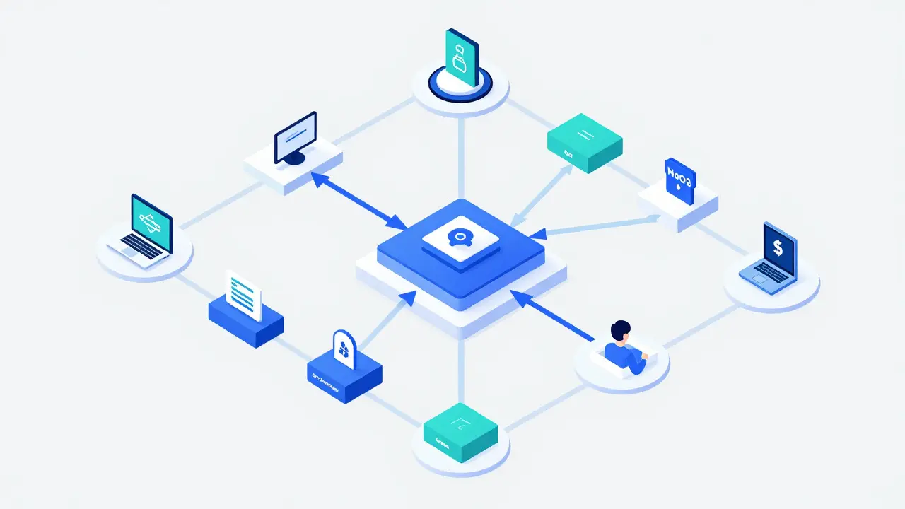 Isometric diagram of serverless architecture components