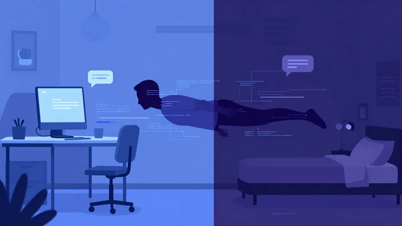 Концептуальное изображение размытых границ между работой и домом
