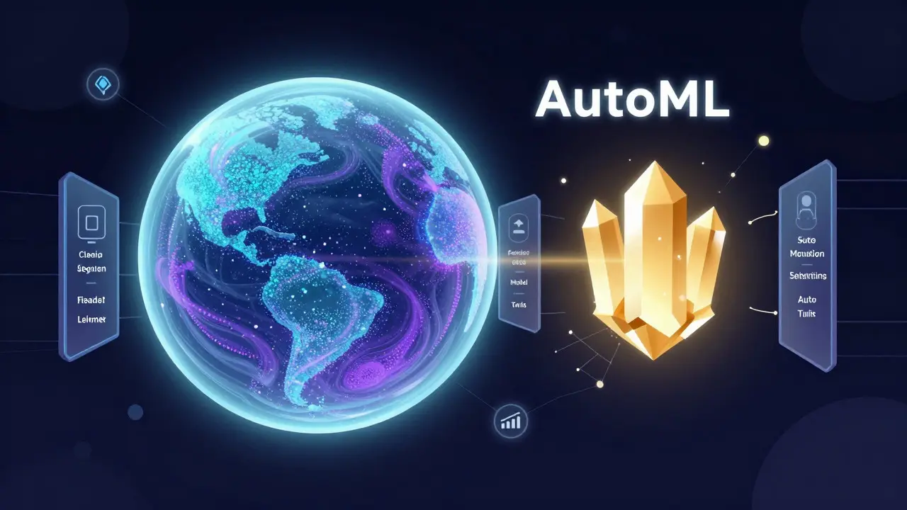 Стилизованное изображение автоматической обработки данных и создания модели